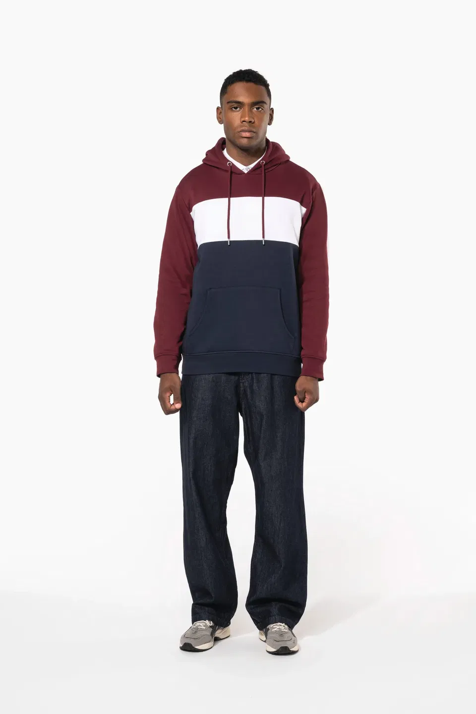 Sudadera tricolor con capucha unisex