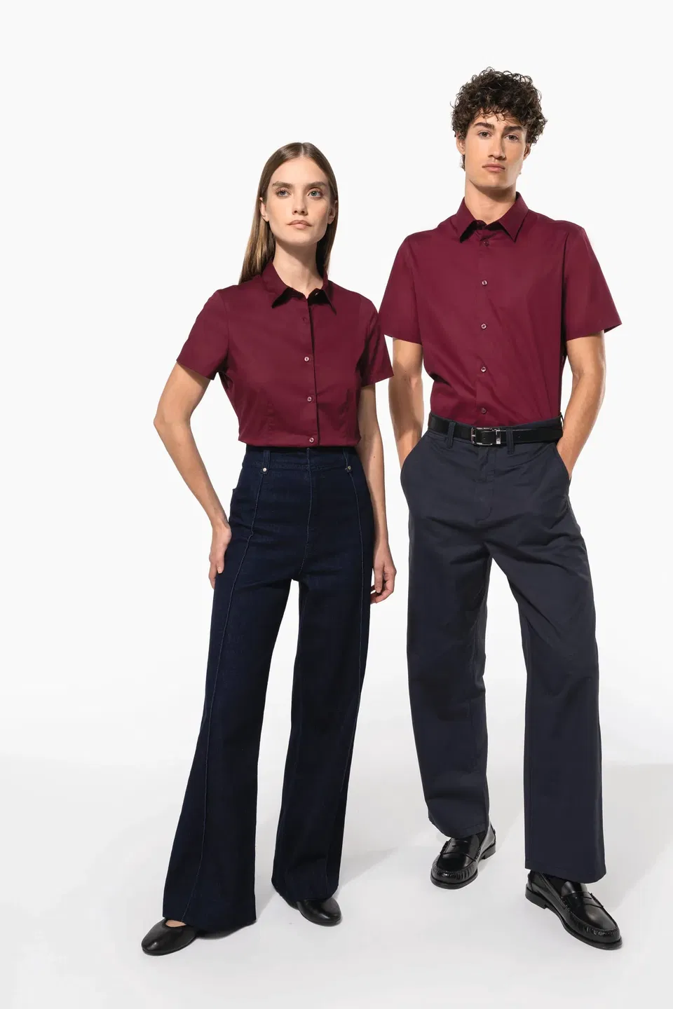 Camisa stretch manga corta mujer