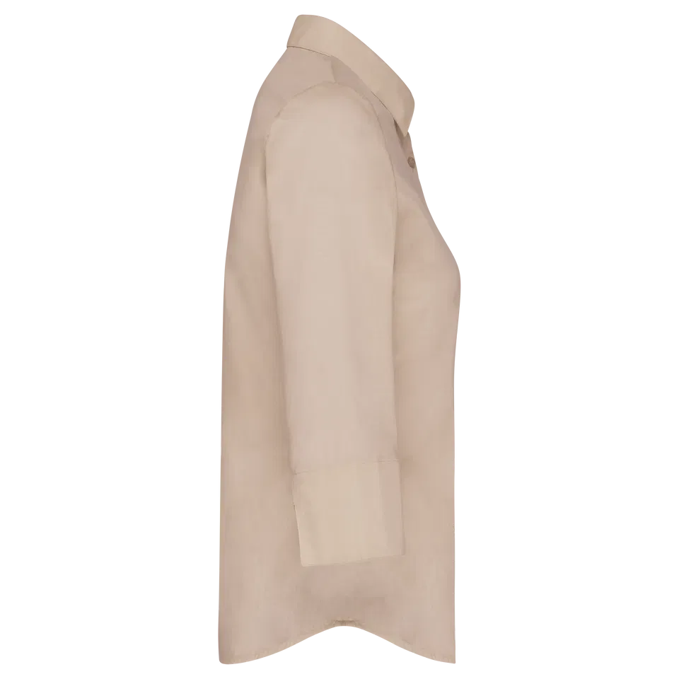 Camisa popelina de polialgodón manga 3/4 de fácil cuidado mujer