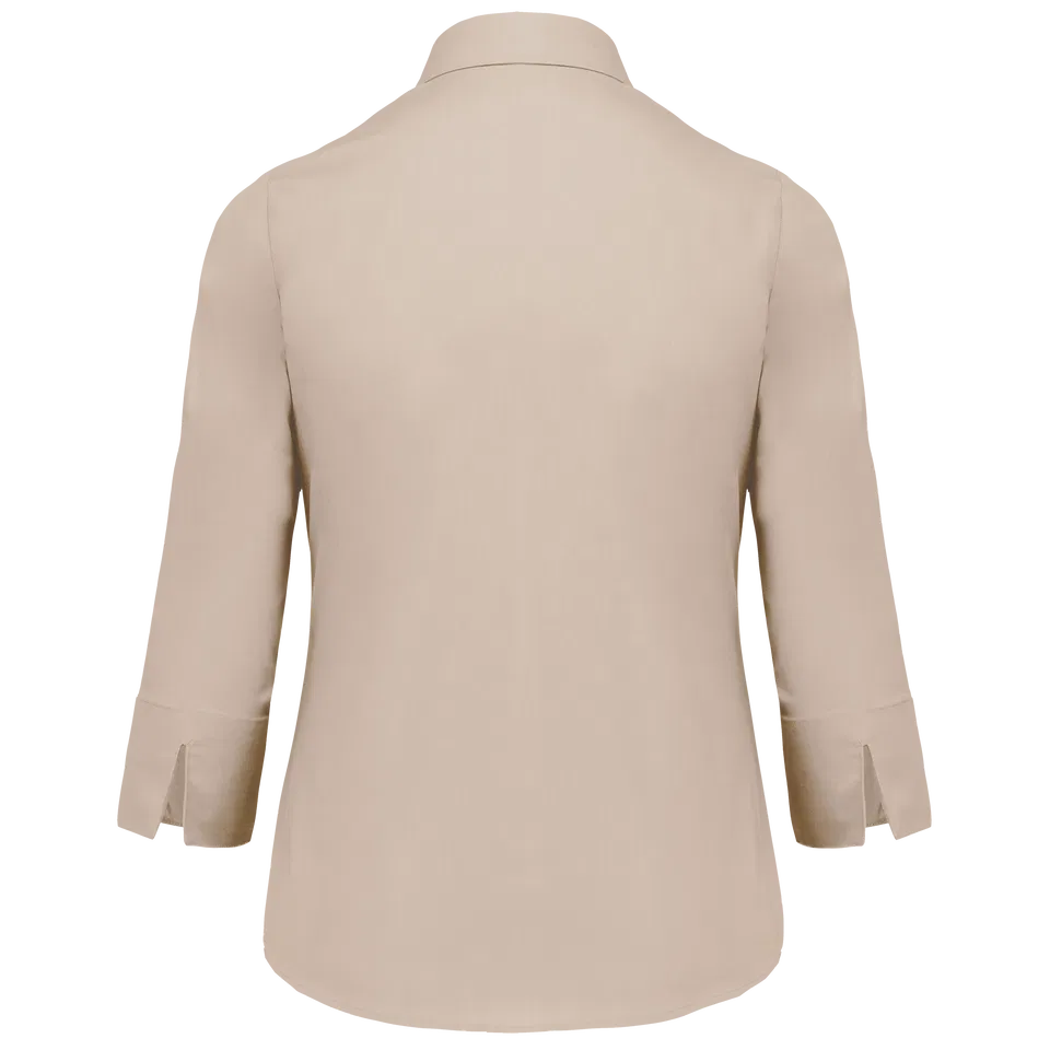 Camisa popelina de polialgodón manga 3/4 de fácil cuidado mujer