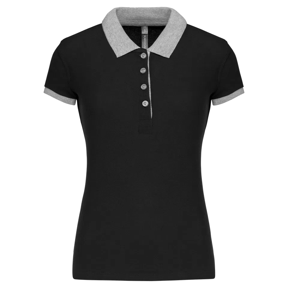 Polo piqué bicolor mujer