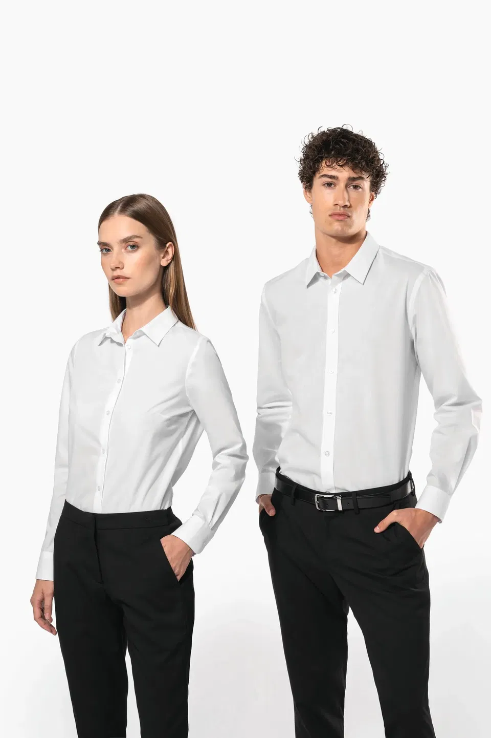 Camisa de popelina de polialgodón de fácil cuidado para hombre