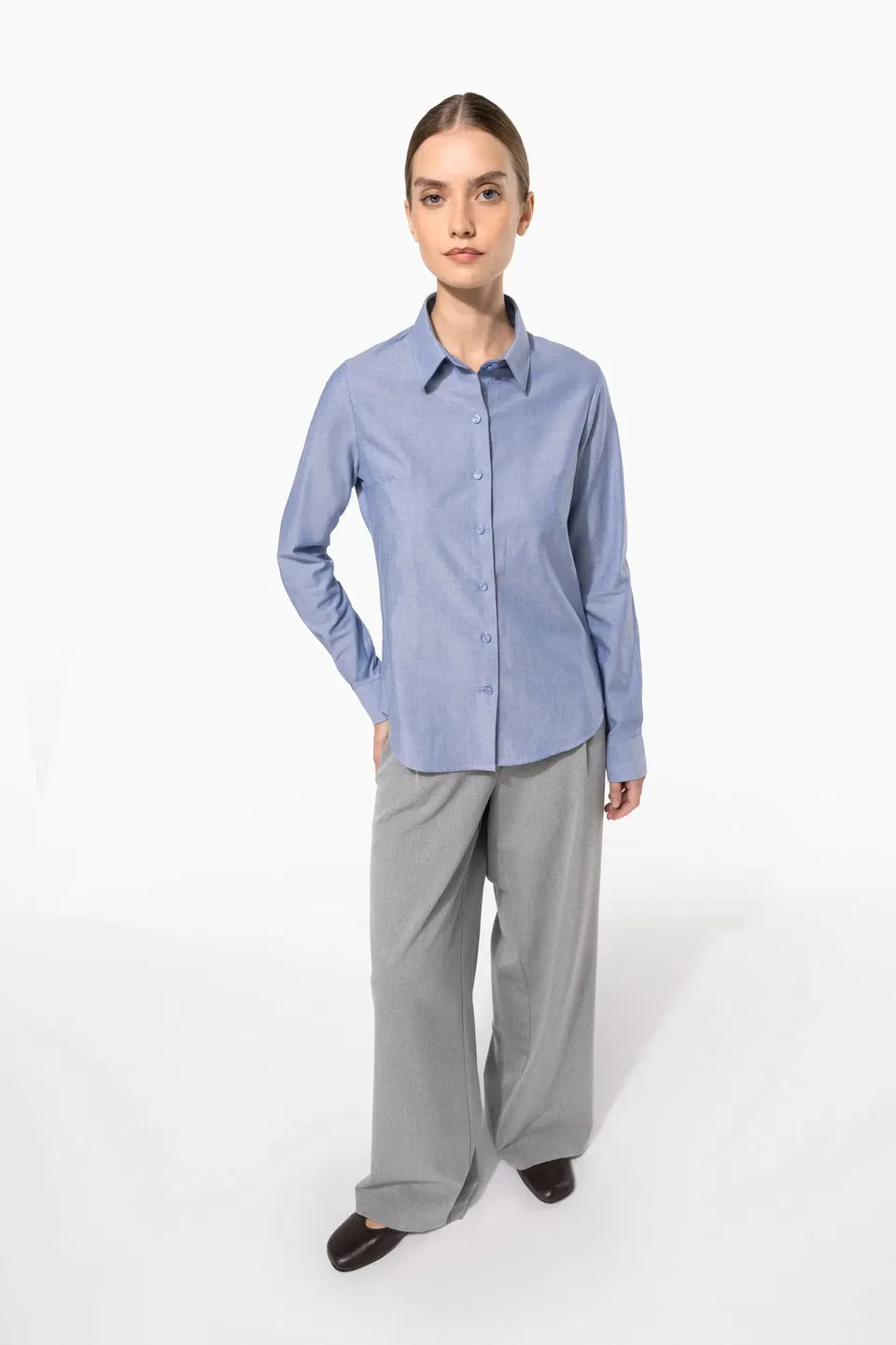 Camisa oxford manga larga mujer