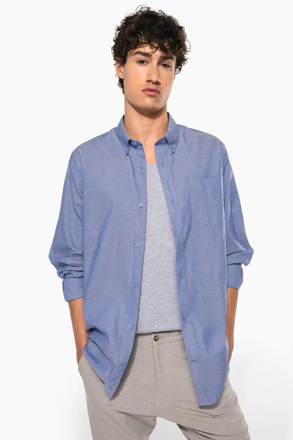 Camisa oxford manga larga hombre