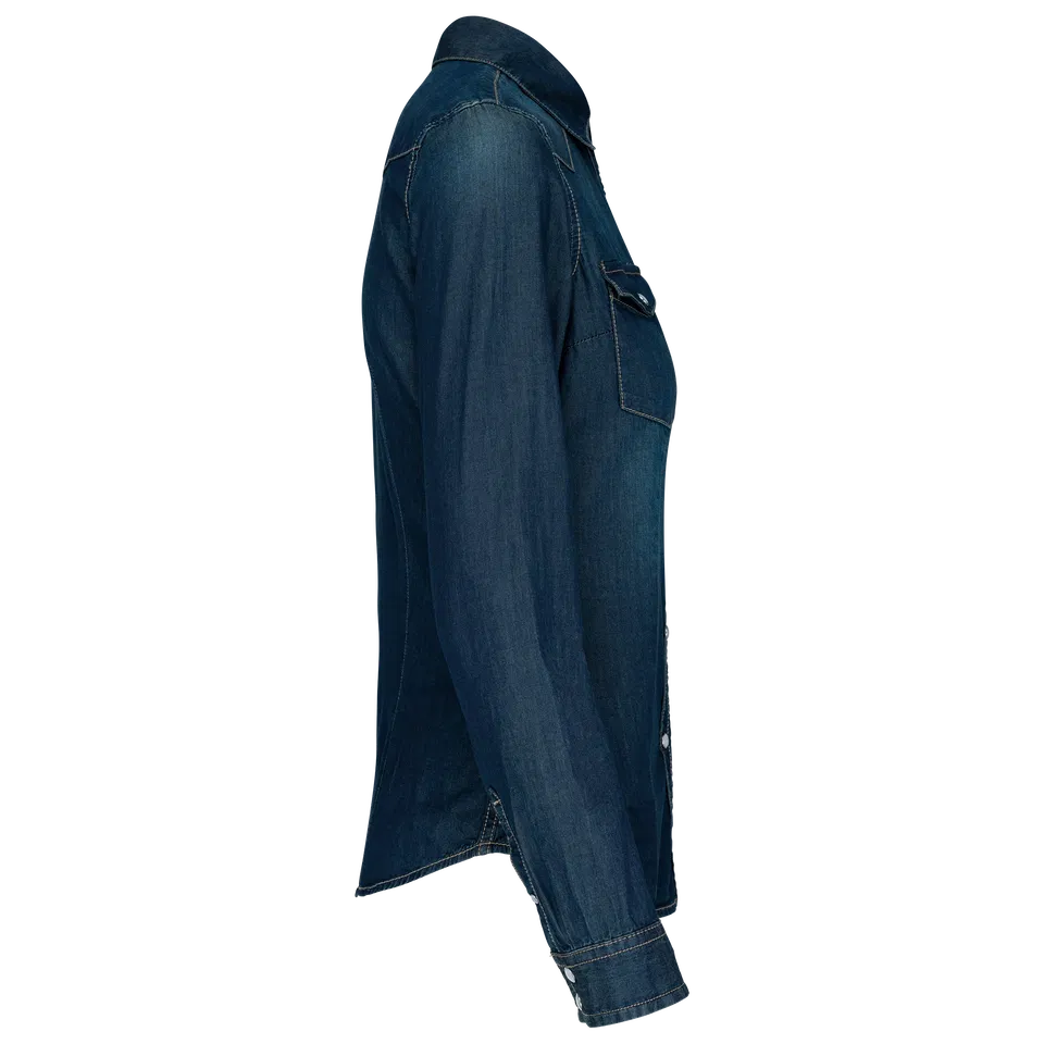 Camisa denim manga larga mujer