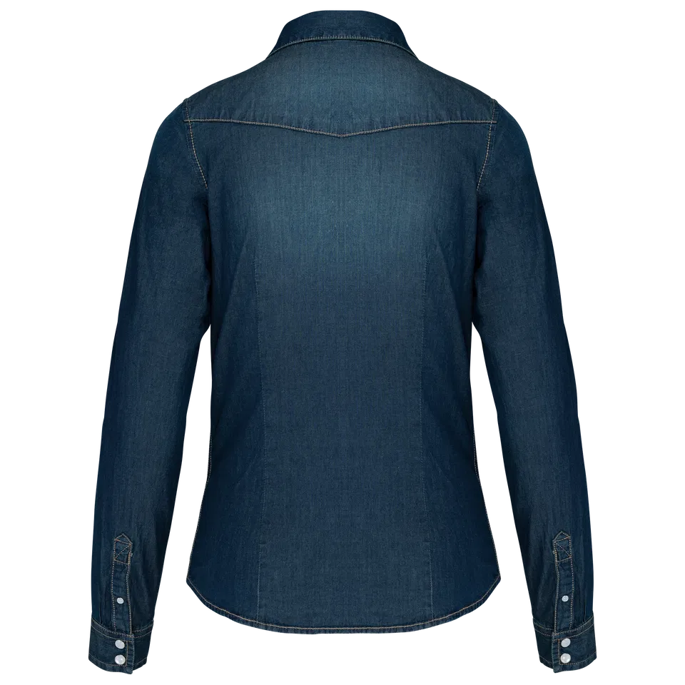 Camisa denim manga larga mujer