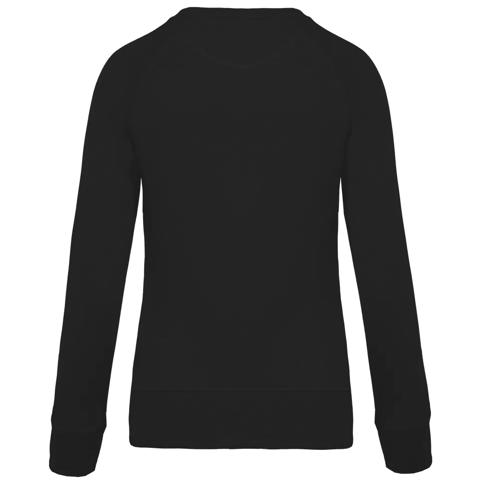 Sudadera algodón orgánico con cuello redondo y mangas raglan de mujer