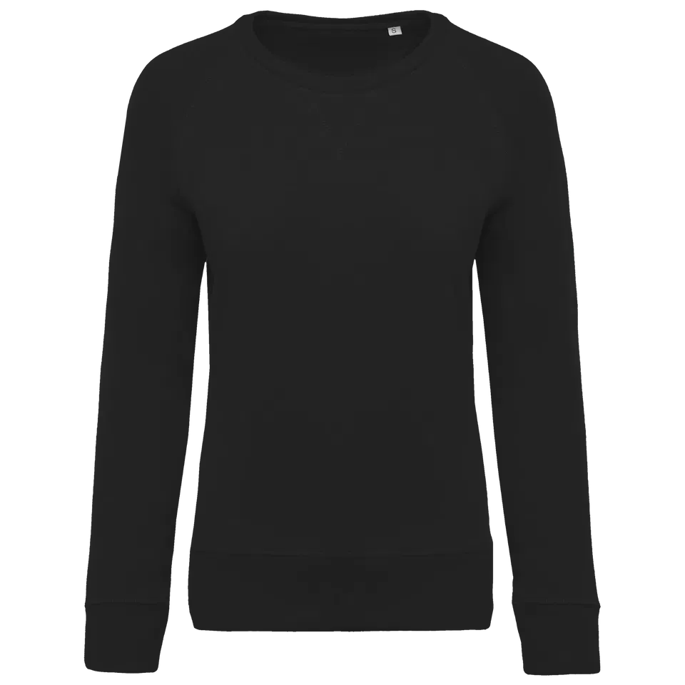 Sudadera algodón orgánico con cuello redondo y mangas raglan de mujer