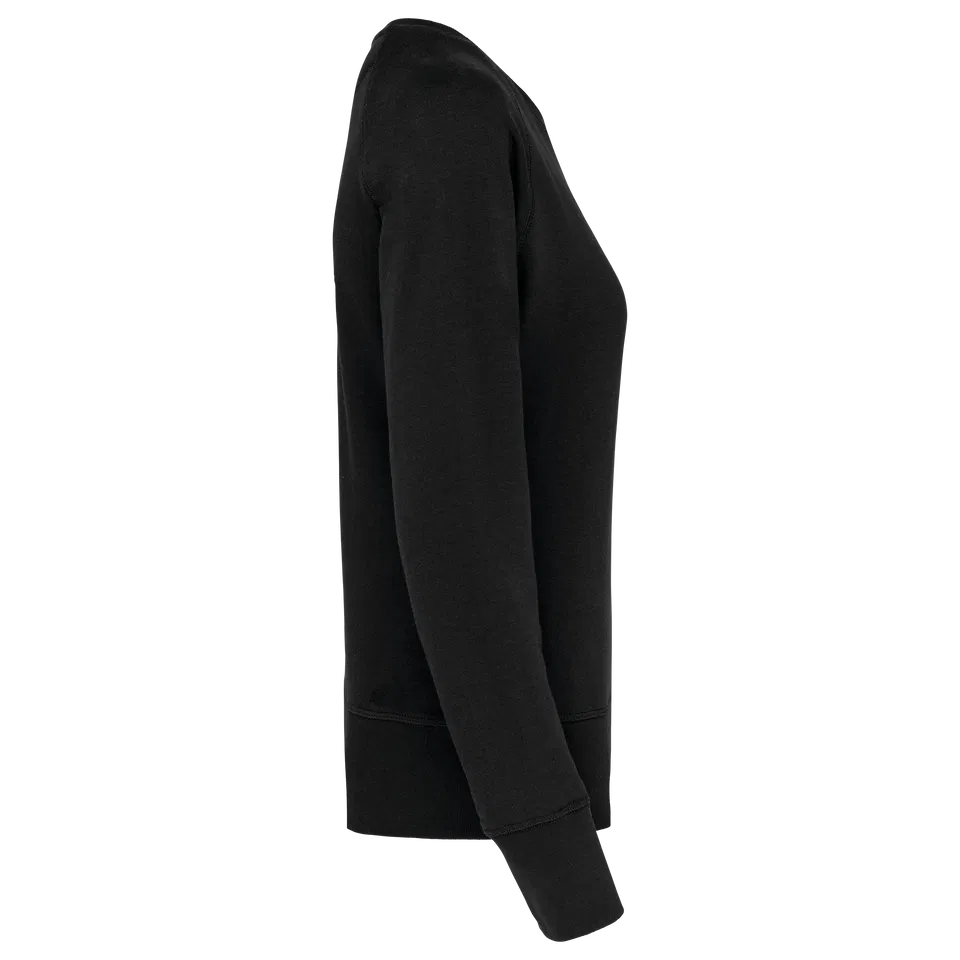Sudadera algodón orgánico con cuello redondo y mangas raglan de mujer