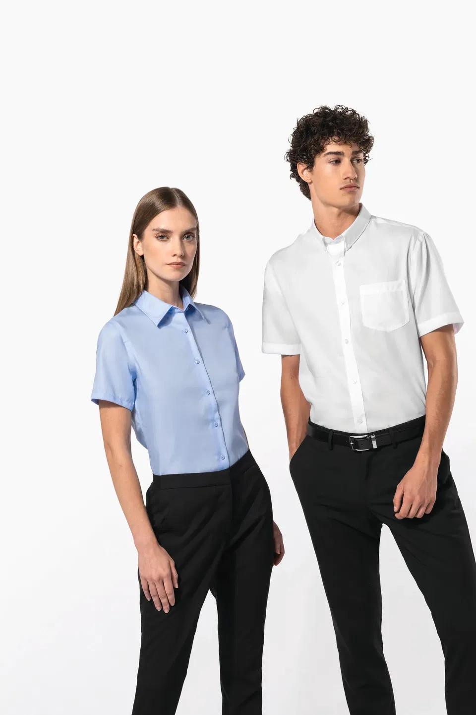 Camisa no-plancha manga corta mujer