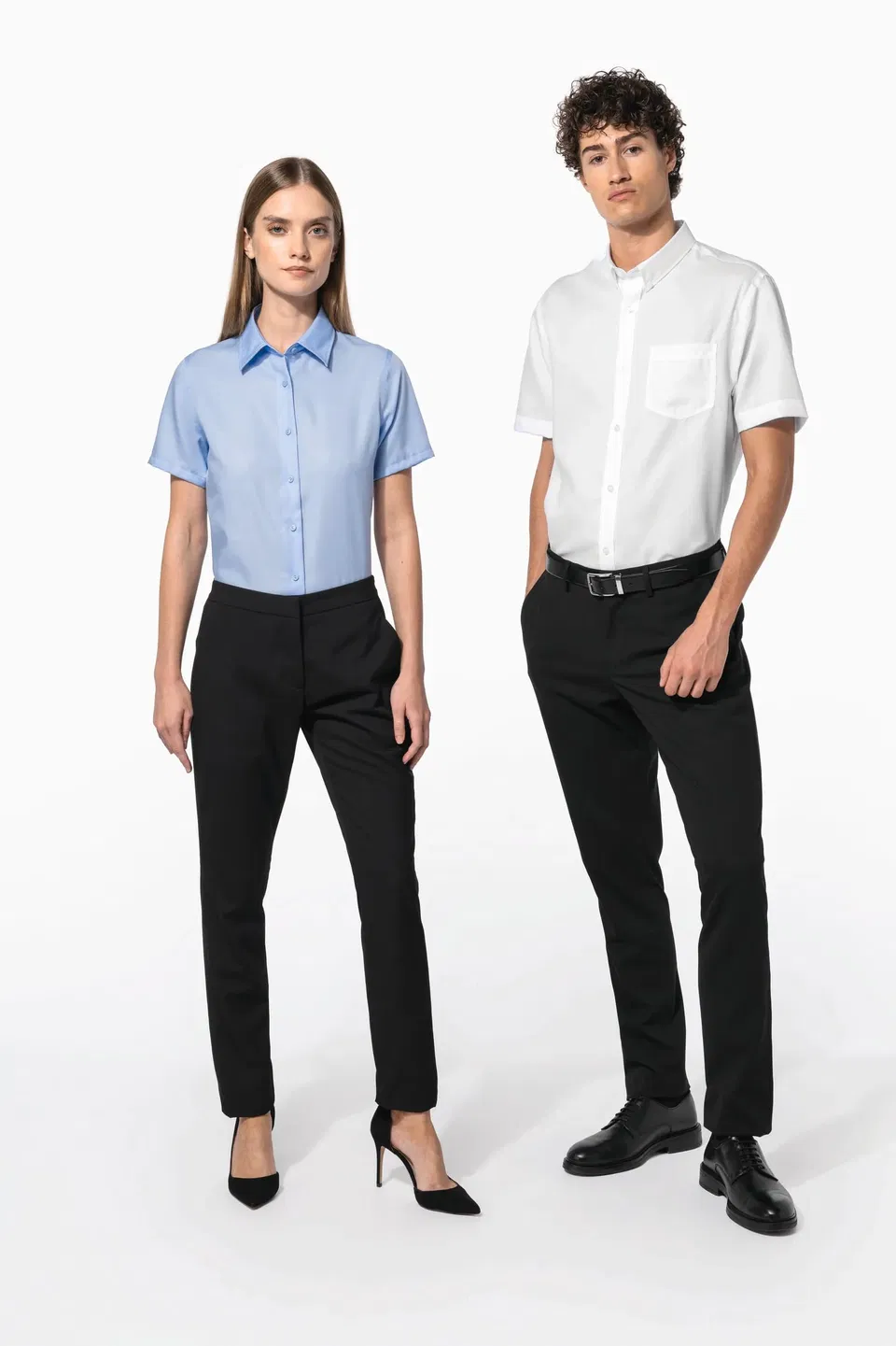 Camisa no-plancha manga corta mujer