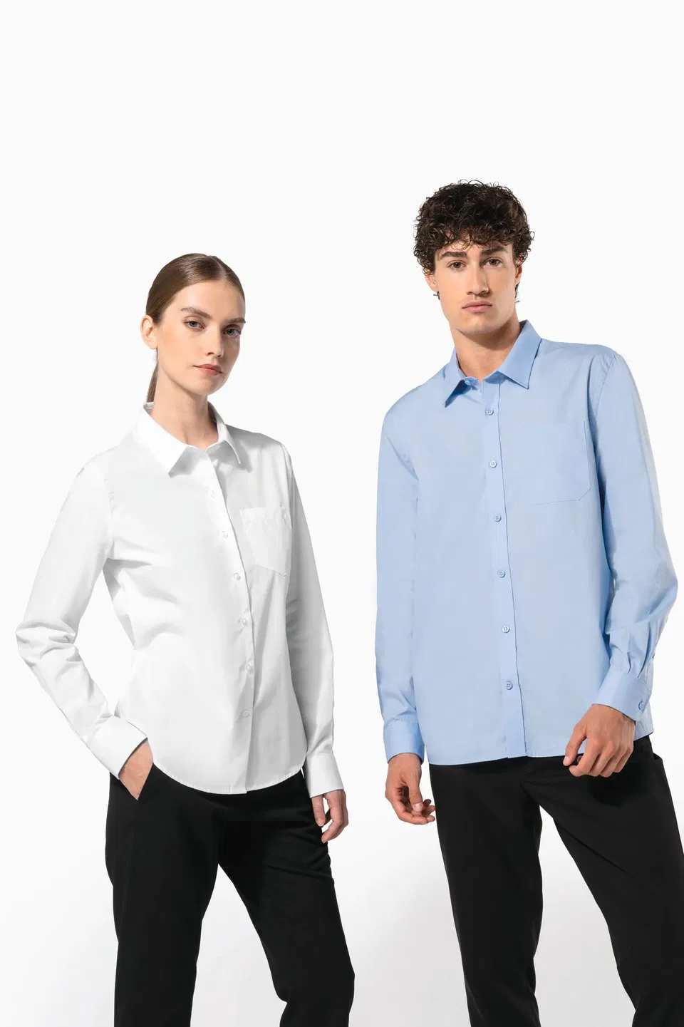 Camisa popelina manga larga mujer