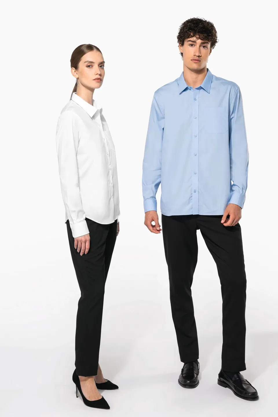 Camisa popelina manga larga mujer