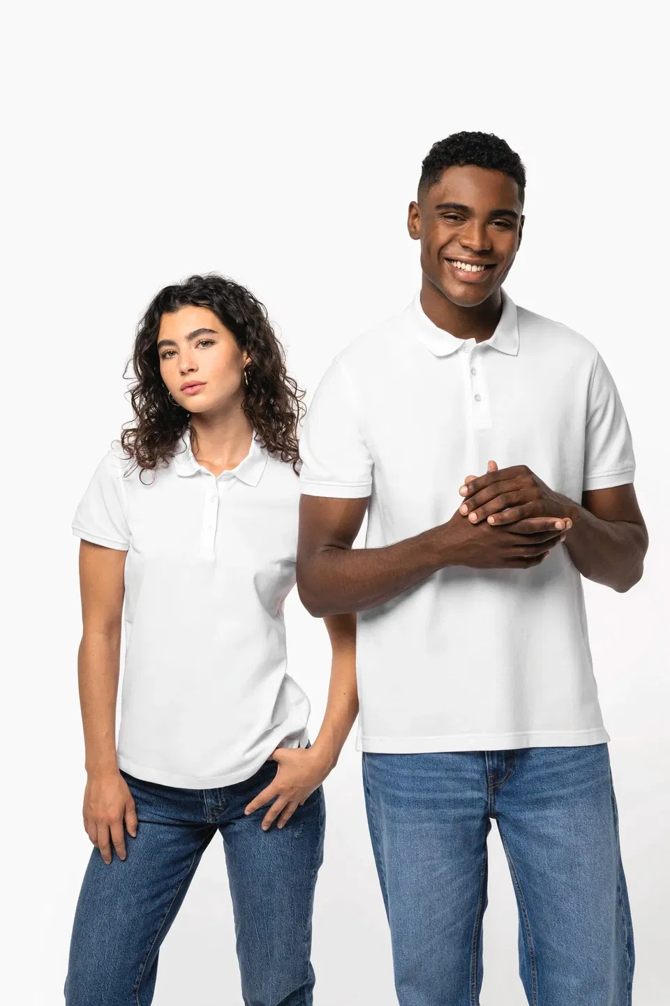 Polo de punto piqué manga corta mujer