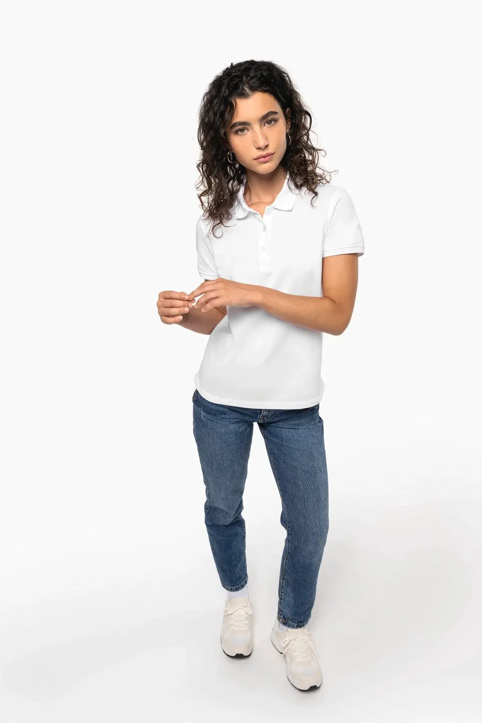 Polo de punto piqué manga corta mujer