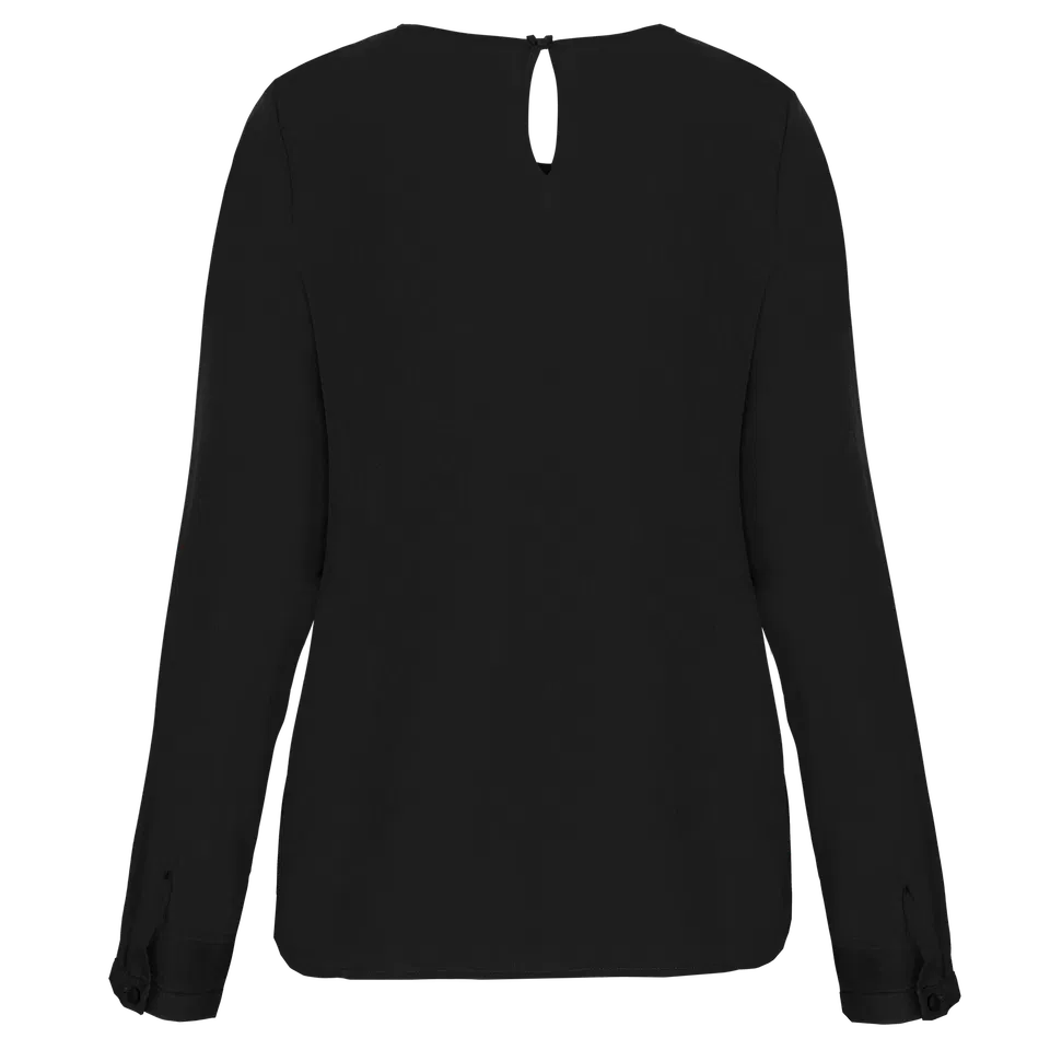 Blusa crepe manga larga mujer