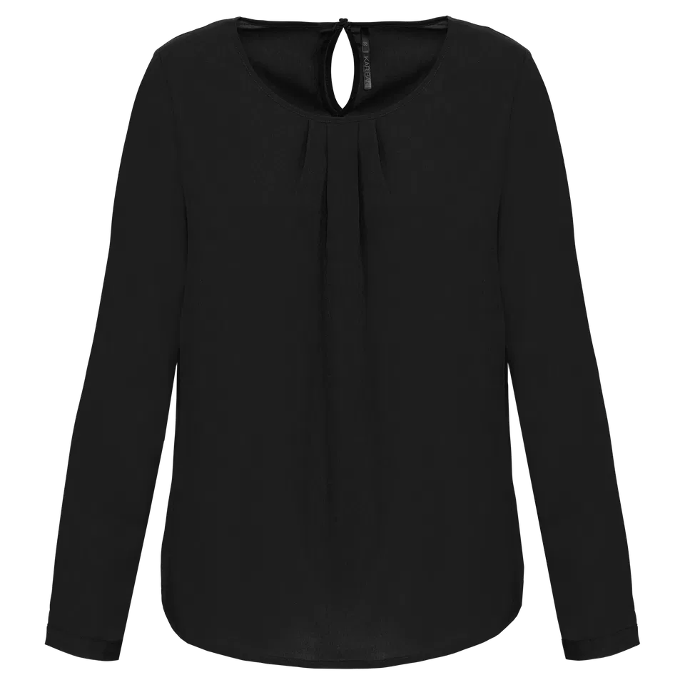Blusa crepe manga larga mujer